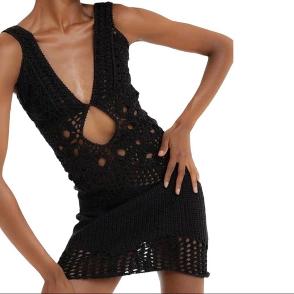 Tach Clothing New With Tags Fauna Crochet Dress In Black Size Large - Picture 13 of 15